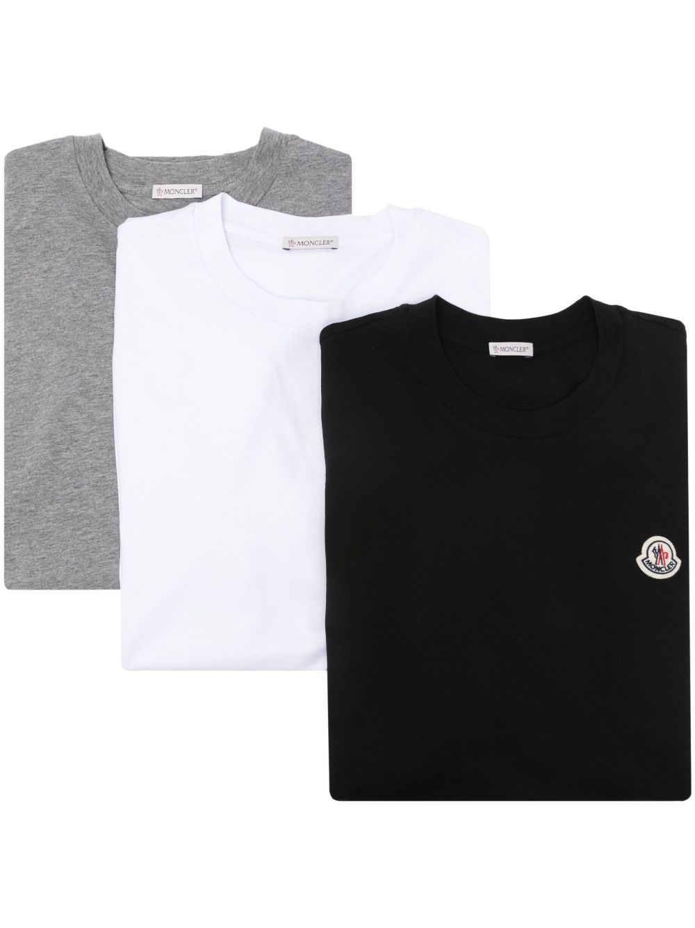 Moncler Drie T-shirts met logopatch Wit
