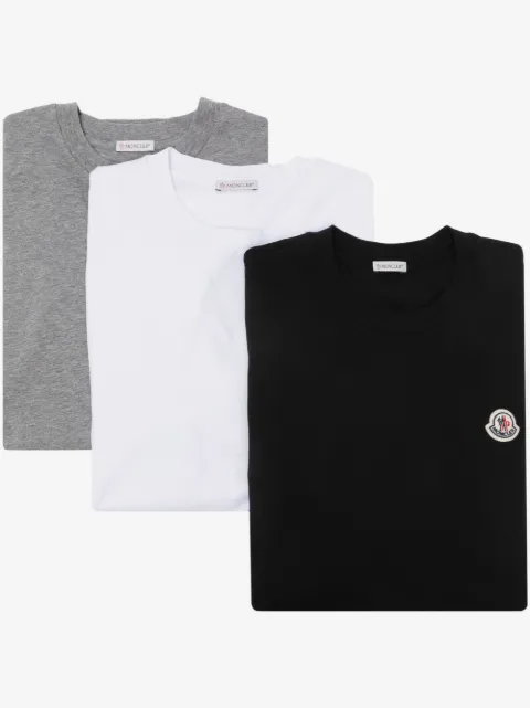 Moncler lot de trois t-shirts en coton à patch logo