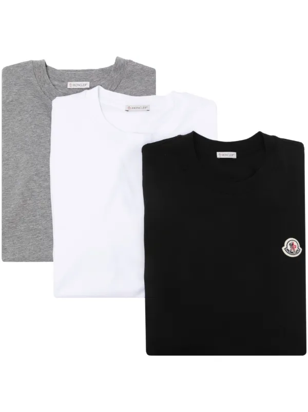 Moncler logo patch Cotton T shirts pack Of three White FARFETCH AE