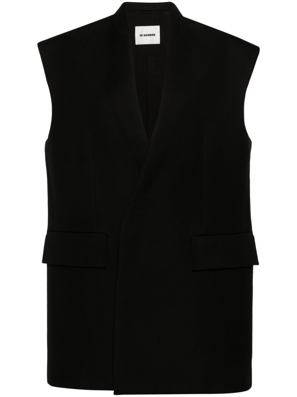 Jil Sander Gilet met dubbele rij knopen Zwart