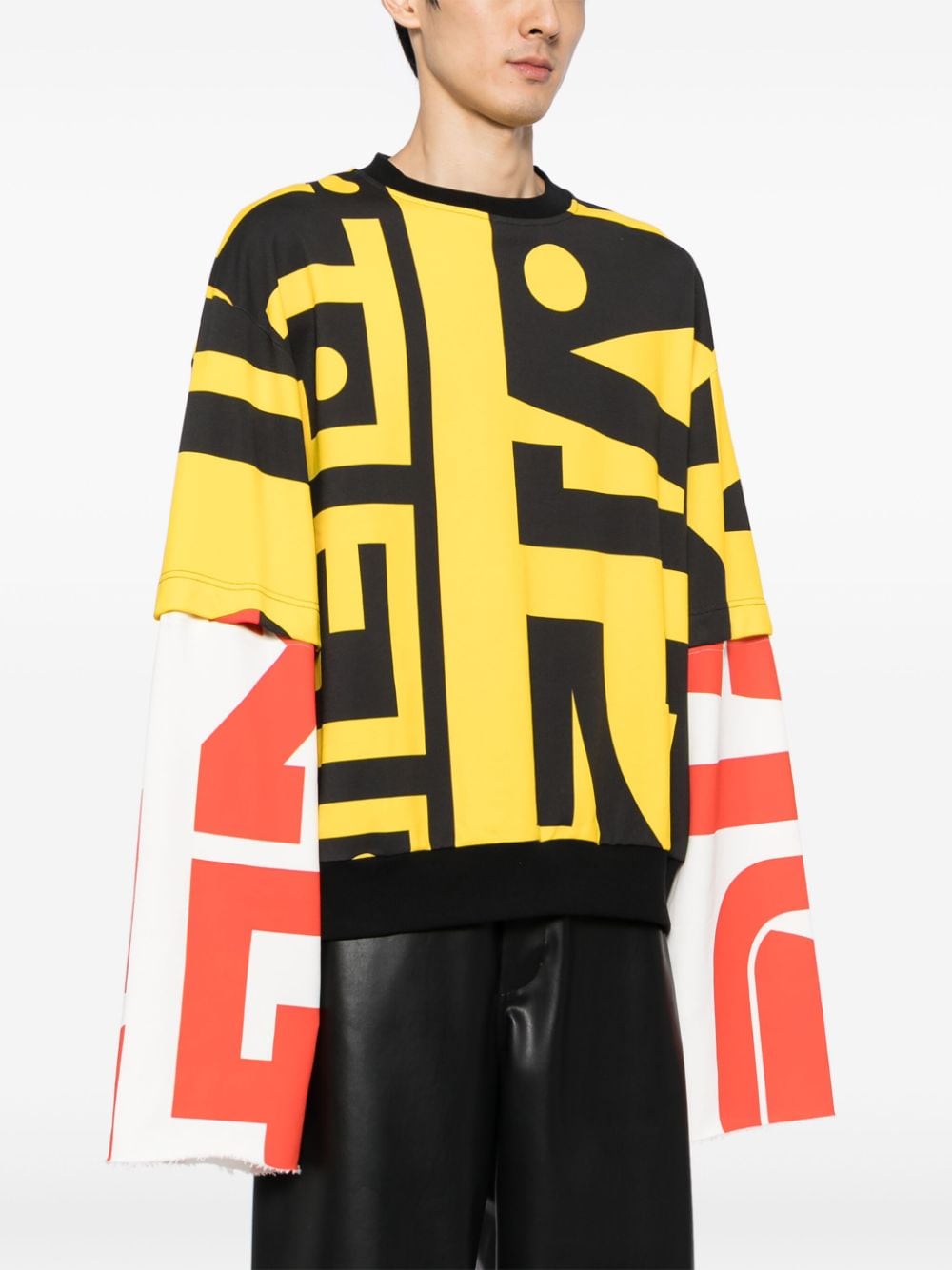 Shop Walter Van Beirendonck Graphic-print Layered Sweatshirt In Yellow