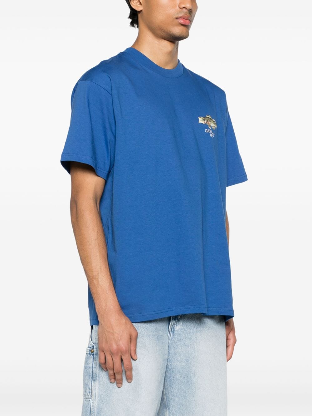 Shop Carhartt Fish-print Cotton T-shirt In Blue