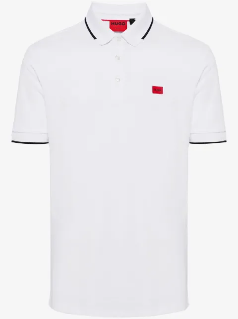 HUGO logo-patch tipped polo shirt