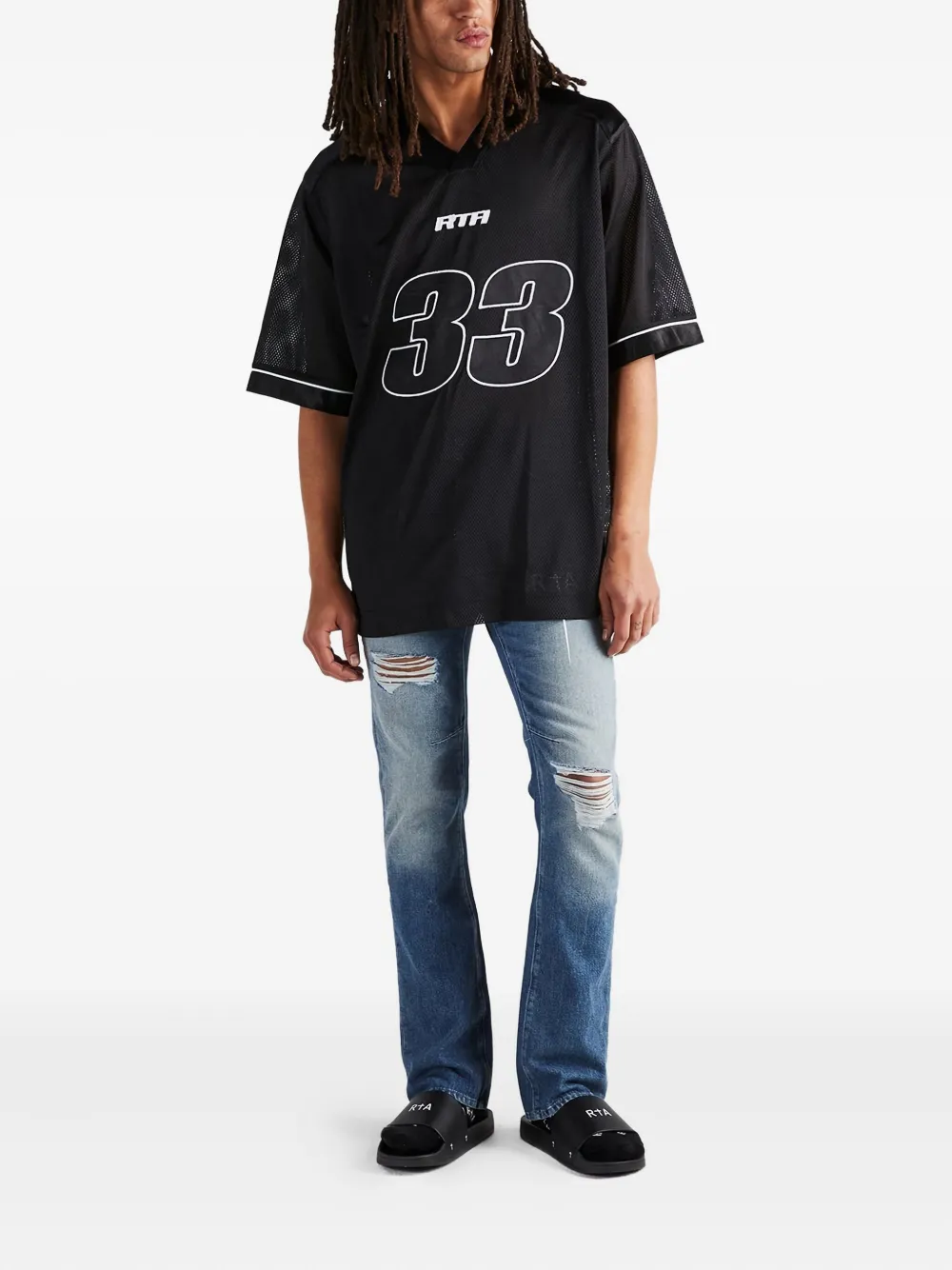 RTA Andres mesh T-shirt - Zwart