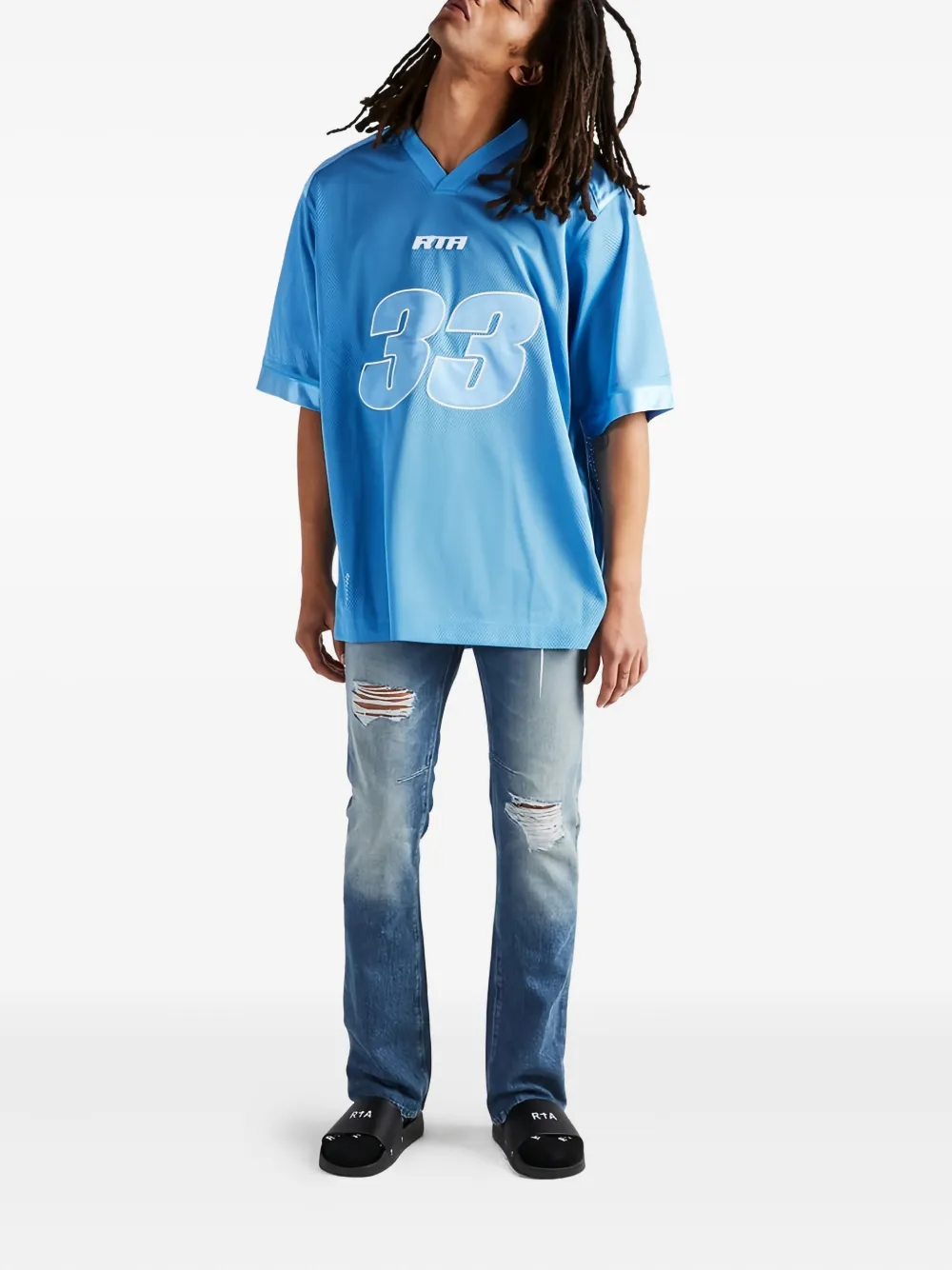 RTA Andres mesh T-shirt - Blauw