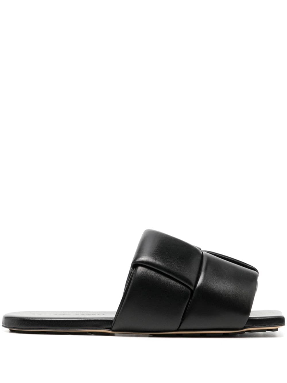 Bottega Veneta Patch Square-toe Leather Sandals In Black
