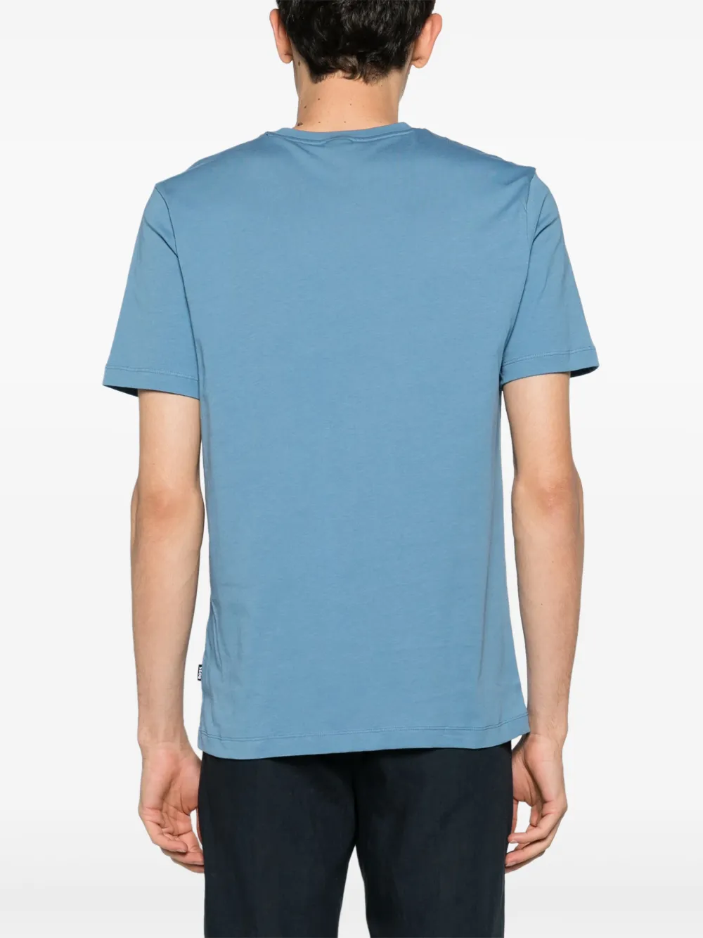 BOSS Katoenen T-shirt met logo-reliëf Blauw