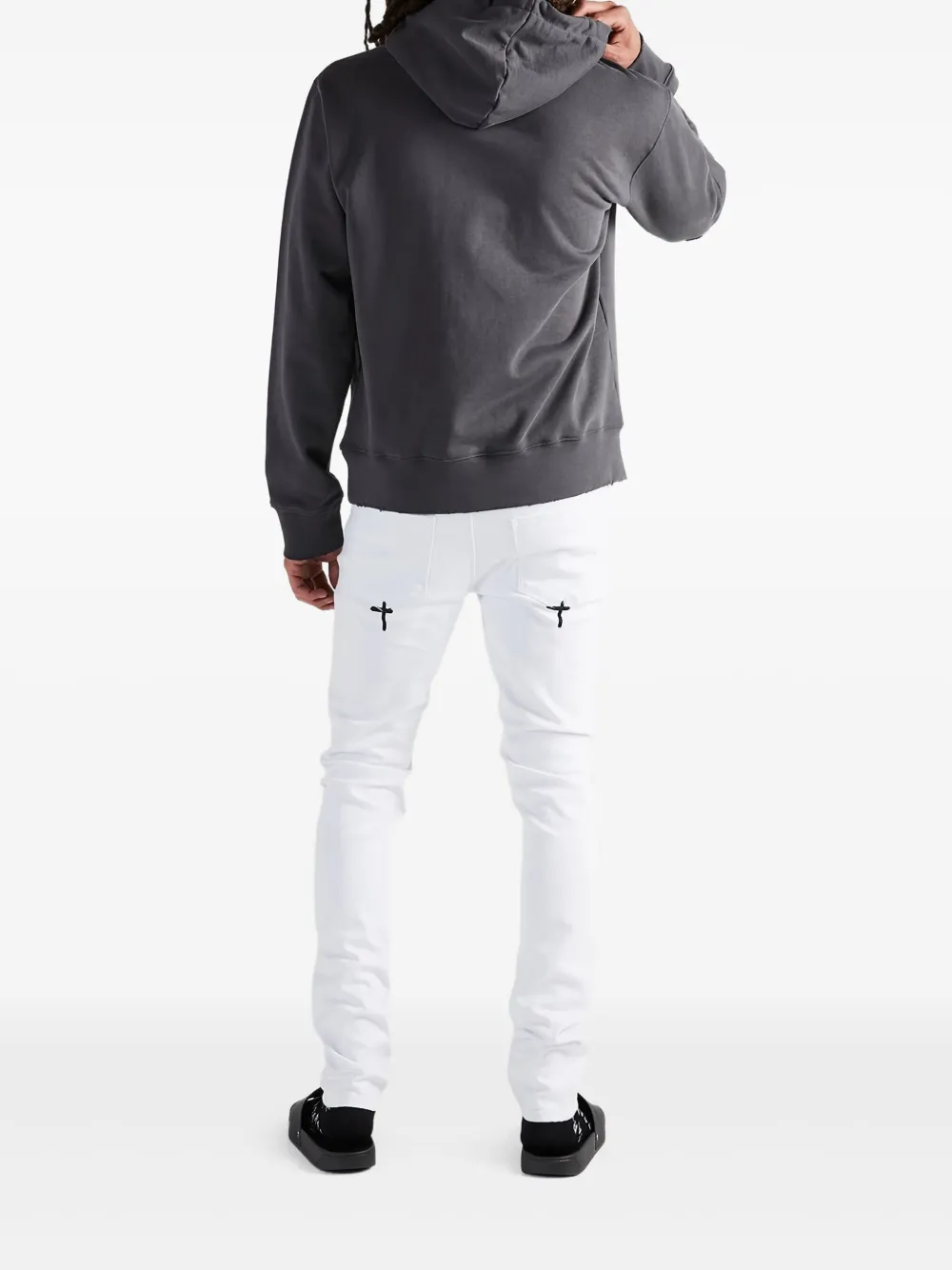 Rta Distressed Hoodie In Gray
