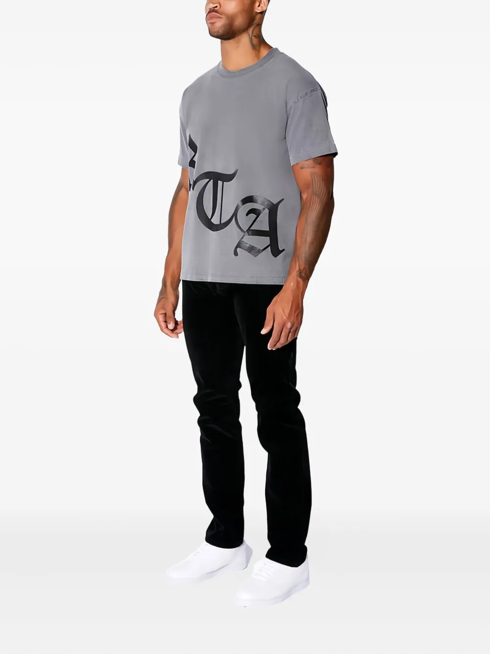 RTA Old English T-shirt met logo Grijs