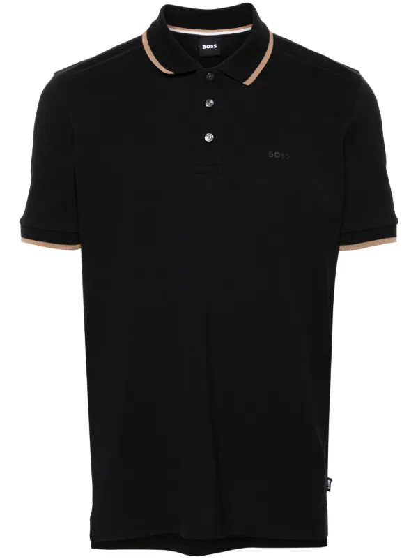 BOSS logo-embroidered Cotton Polo Shirt Black FARFETCH AU - Main Image