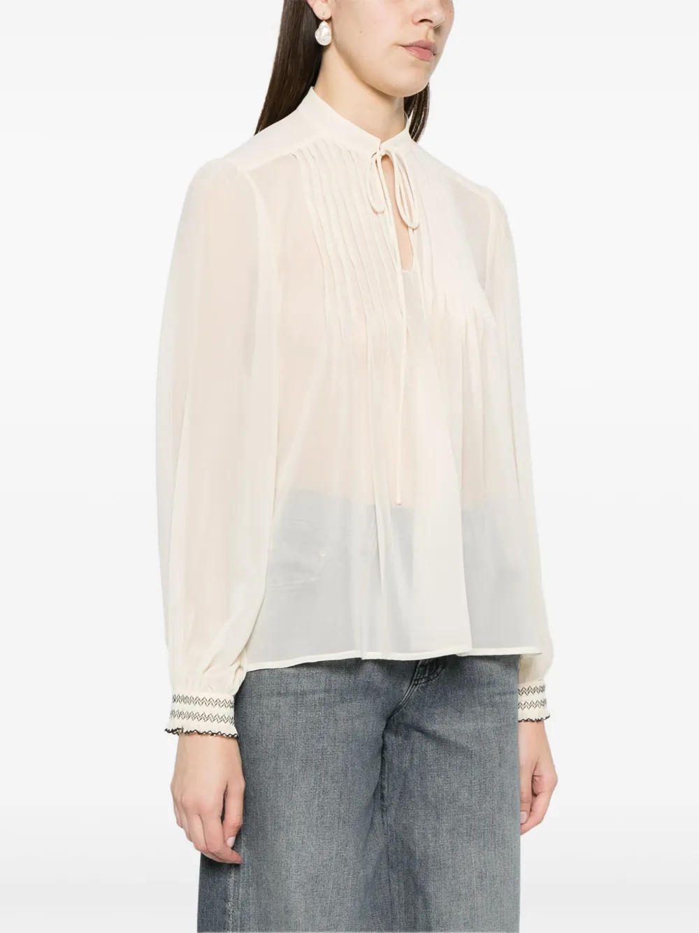 Shop Liu •jo Georgette Crepe Blouse In Neutrals