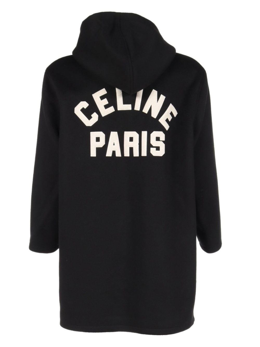 Pre-owned Celine 2010s Logo-appliqué Hooded Coat In 黑色
