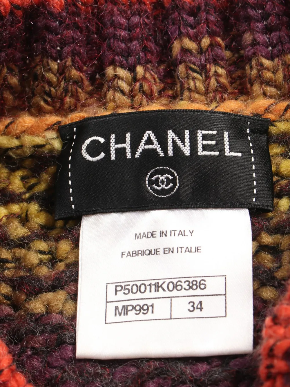 Pre-owned Chanel 1986-1988 Striped Rib-trim Jumper In Orange