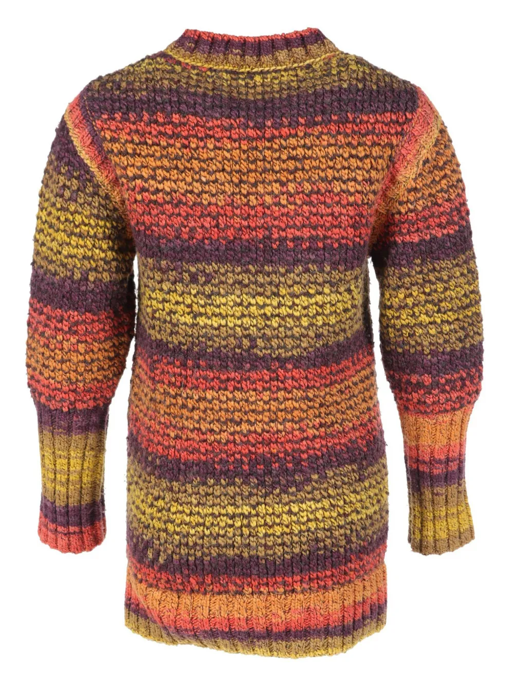 Pre-owned Chanel 1986-1988 Striped Rib-trim Jumper In Orange