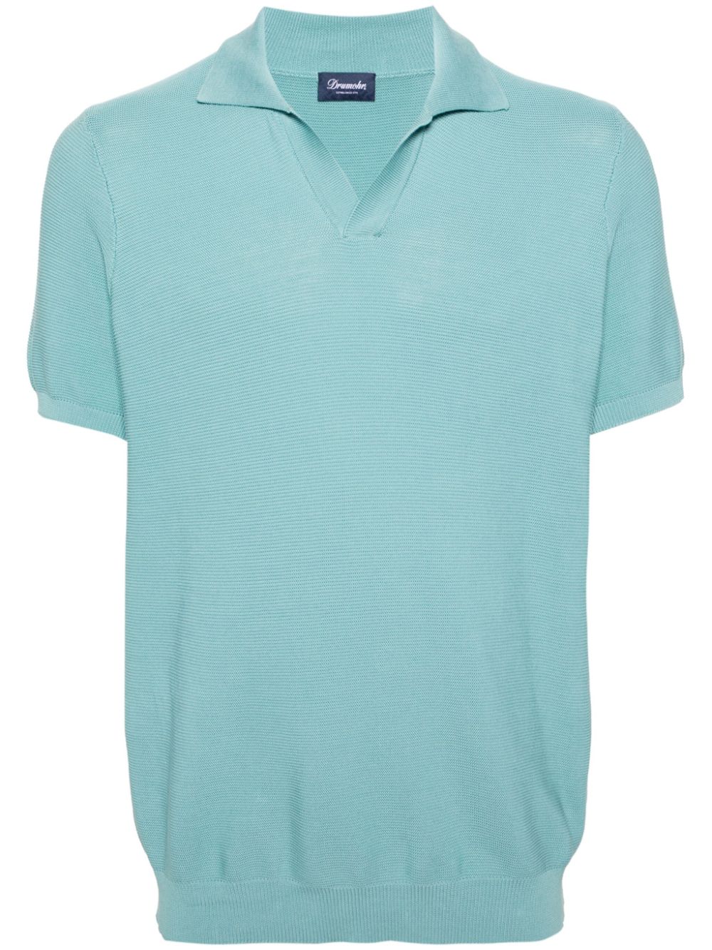 Drumohr V-neck Cotton Polo Shirt In Blue