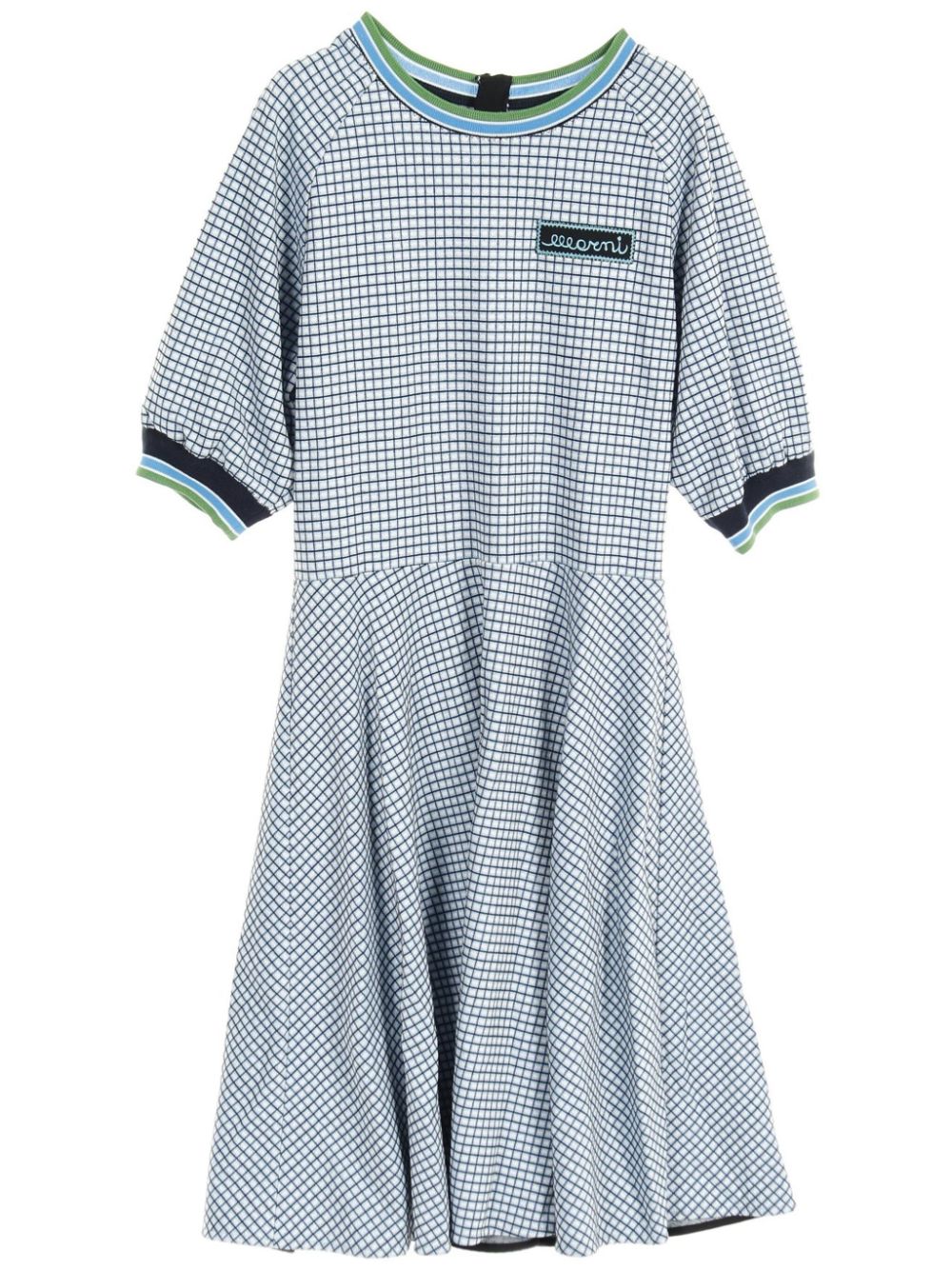 Pre-owned Marni 2000s Checkered Short-sleeved Dress In Blue