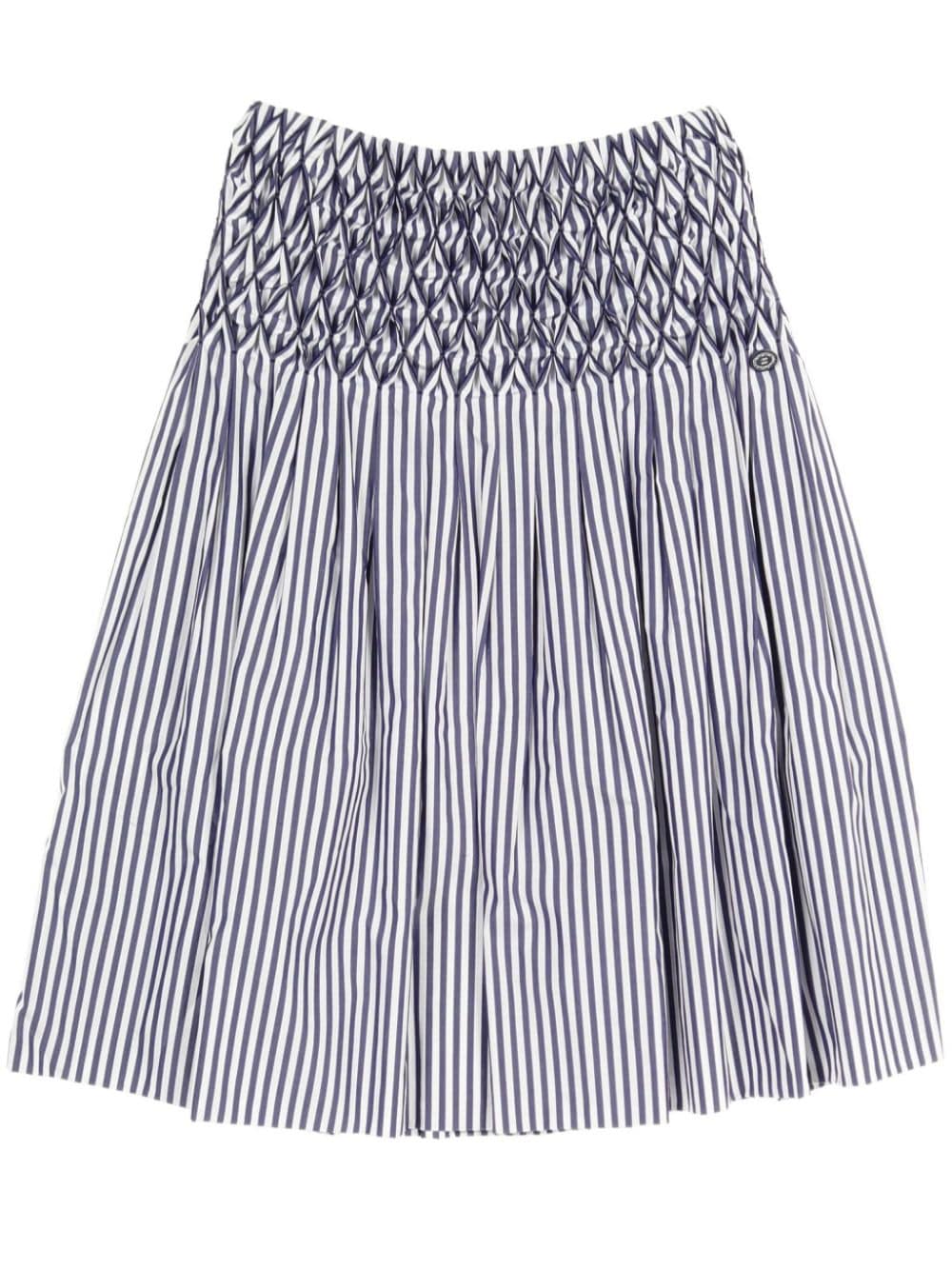 Pre-owned Chanel 1986-1988 Striped Midi Skirt In Blue