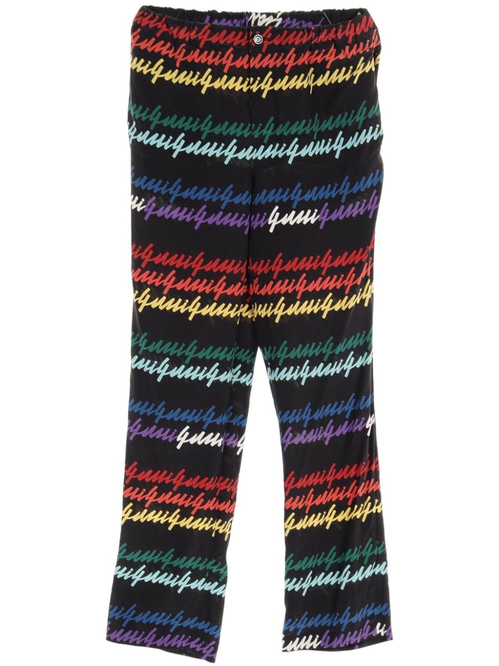 Gucci Pre-Owned 1990-2000s logo-print straight-leg silk trousers - Nero