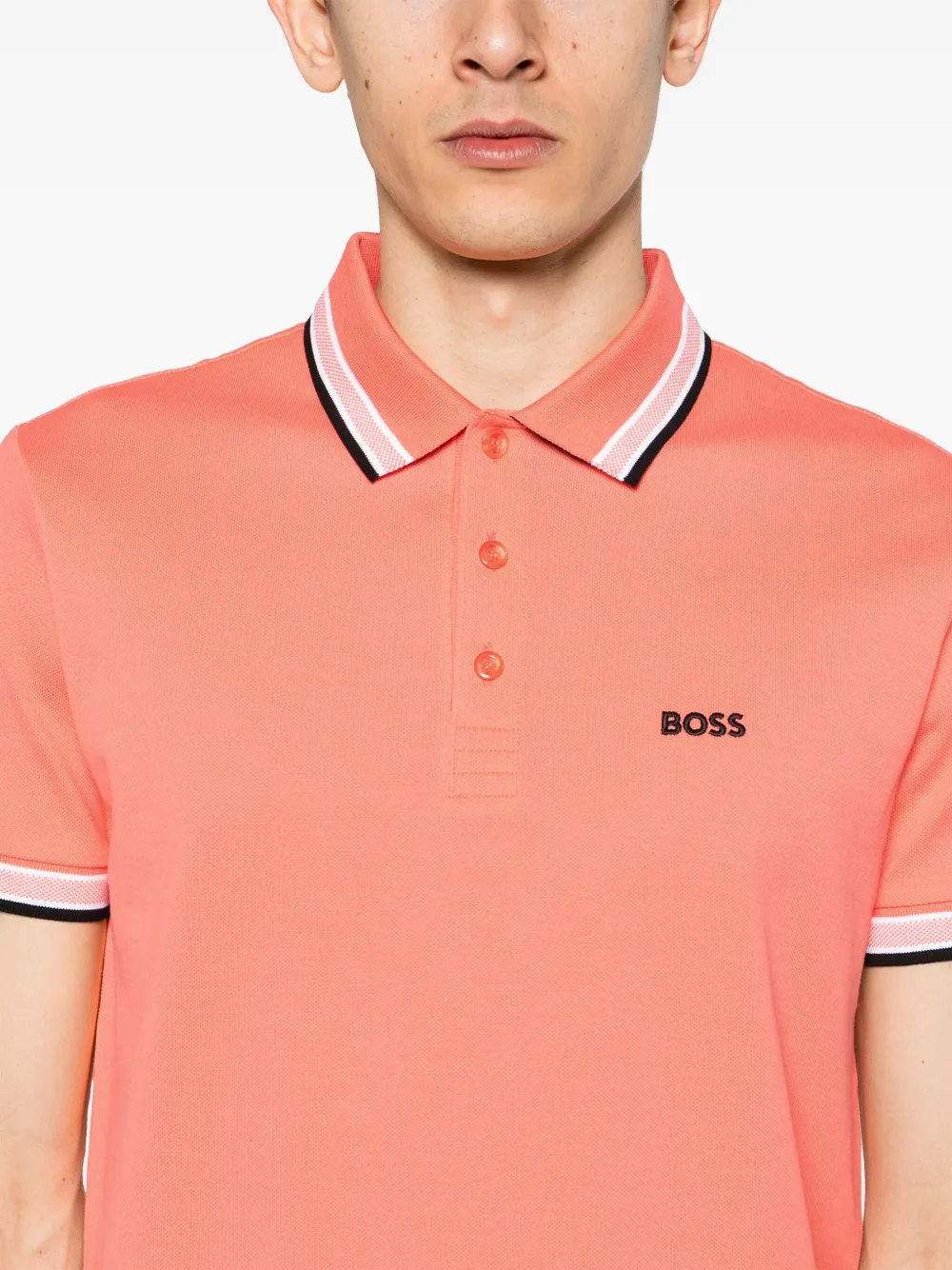 Shop Hugo Boss Logo-embroidered Piqué Polo Shirt In Orange