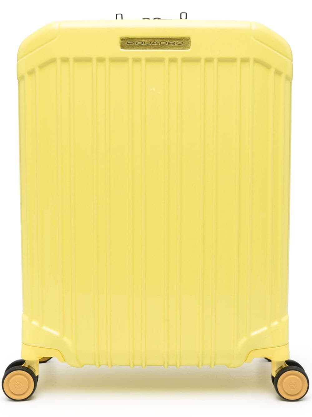 Piquadro Logo-plaque Four-wheels Suitcase In Yellow