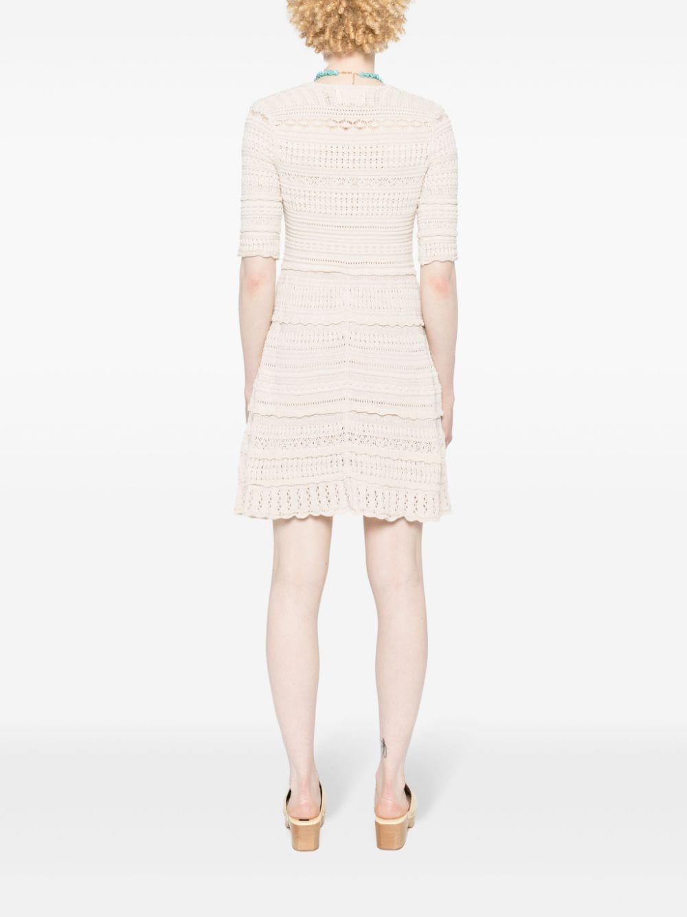 Shop Marant Etoile Jumi Crochet-knit Mini Dress In Nude