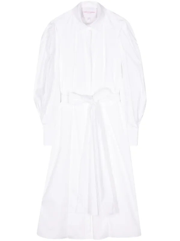 carolina herrera white shirt dress Carolina Herrera tied-waist Cotton Shirtdress | White