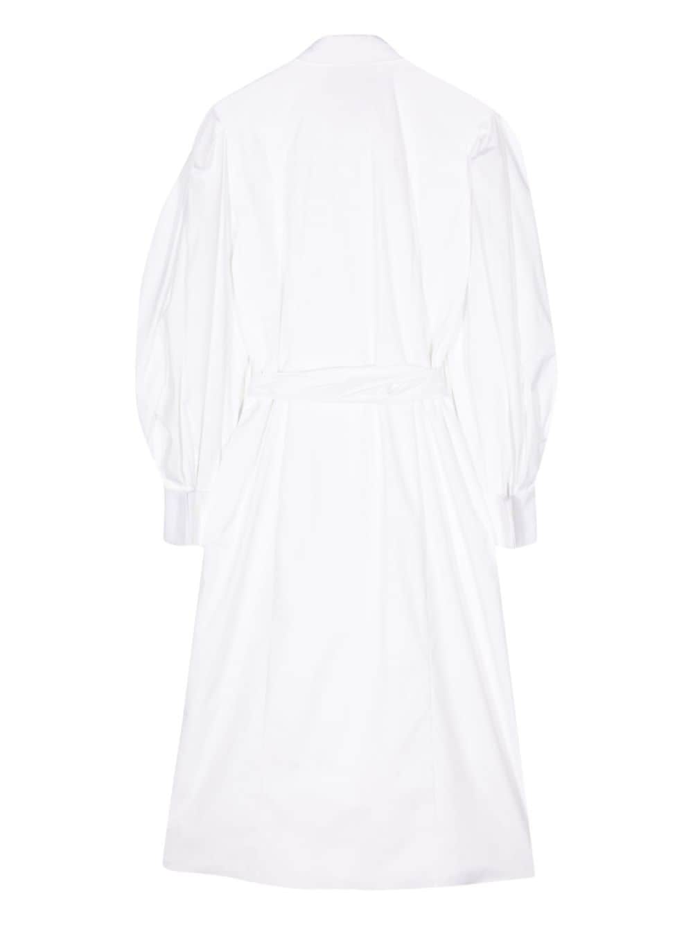 Shop Carolina Herrera Tied-waist Cotton Shirtdress In White