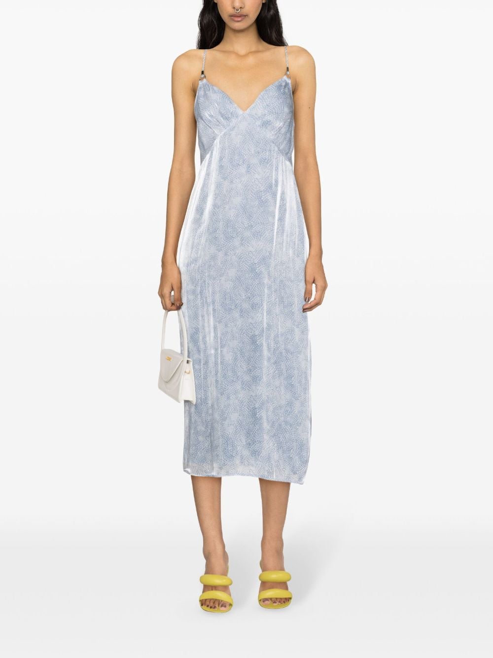 Shop Michael Michael Kors Floral-print Slip Midi Dress In Blue