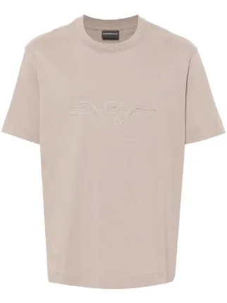 Emporio Armani logo-embossed Cotton T-shirt | Grey | FARFETCH