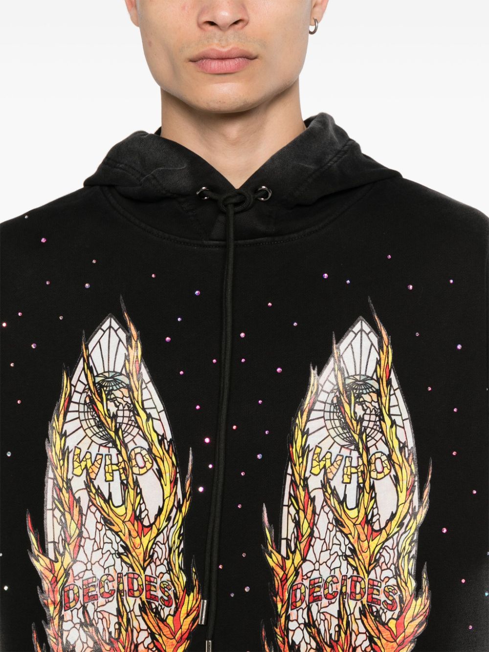 Shop Who Decides War Flames Glass Hoodie In Black