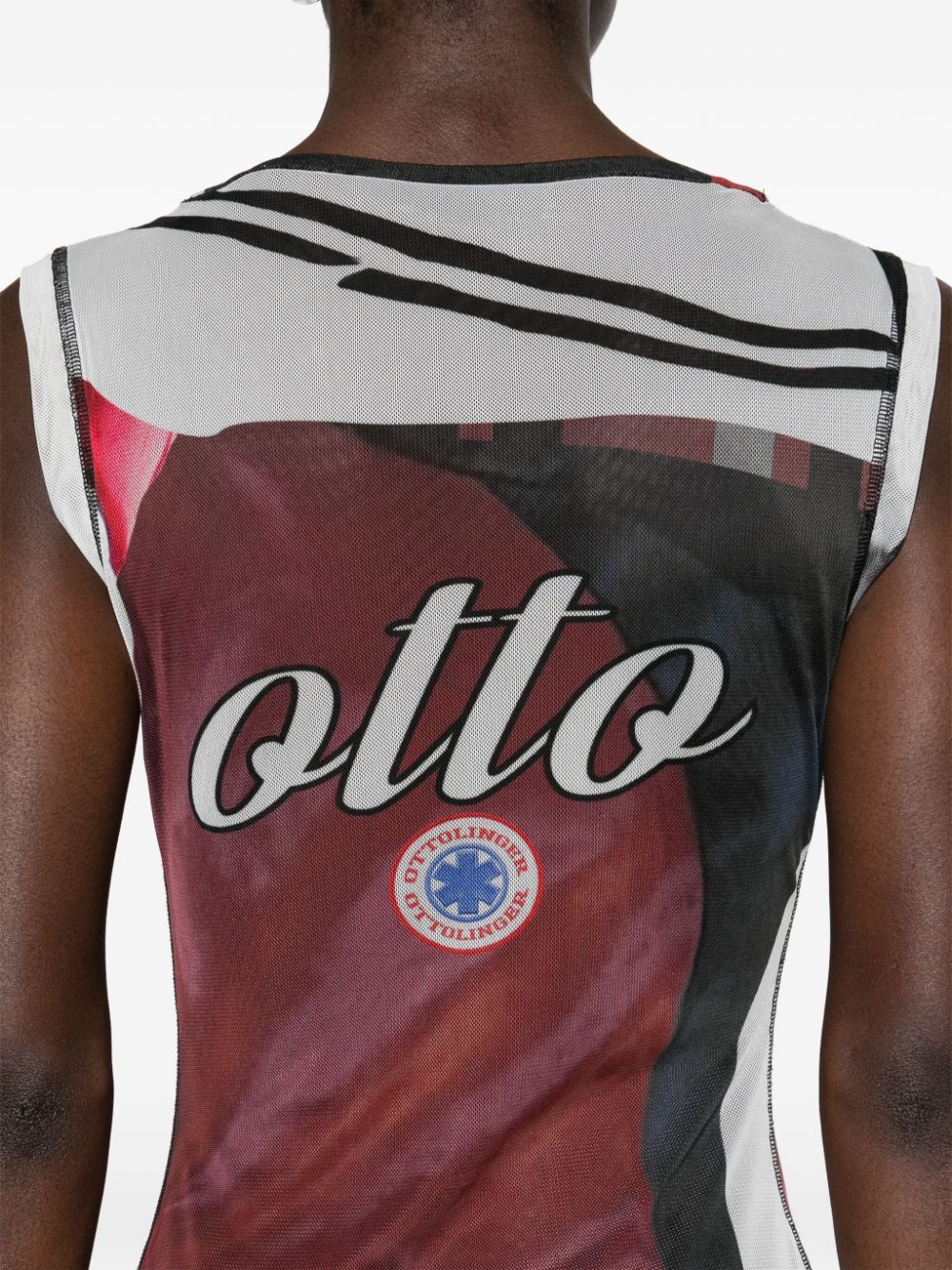Ottolinger soccer-print mesh maxi dress Rood