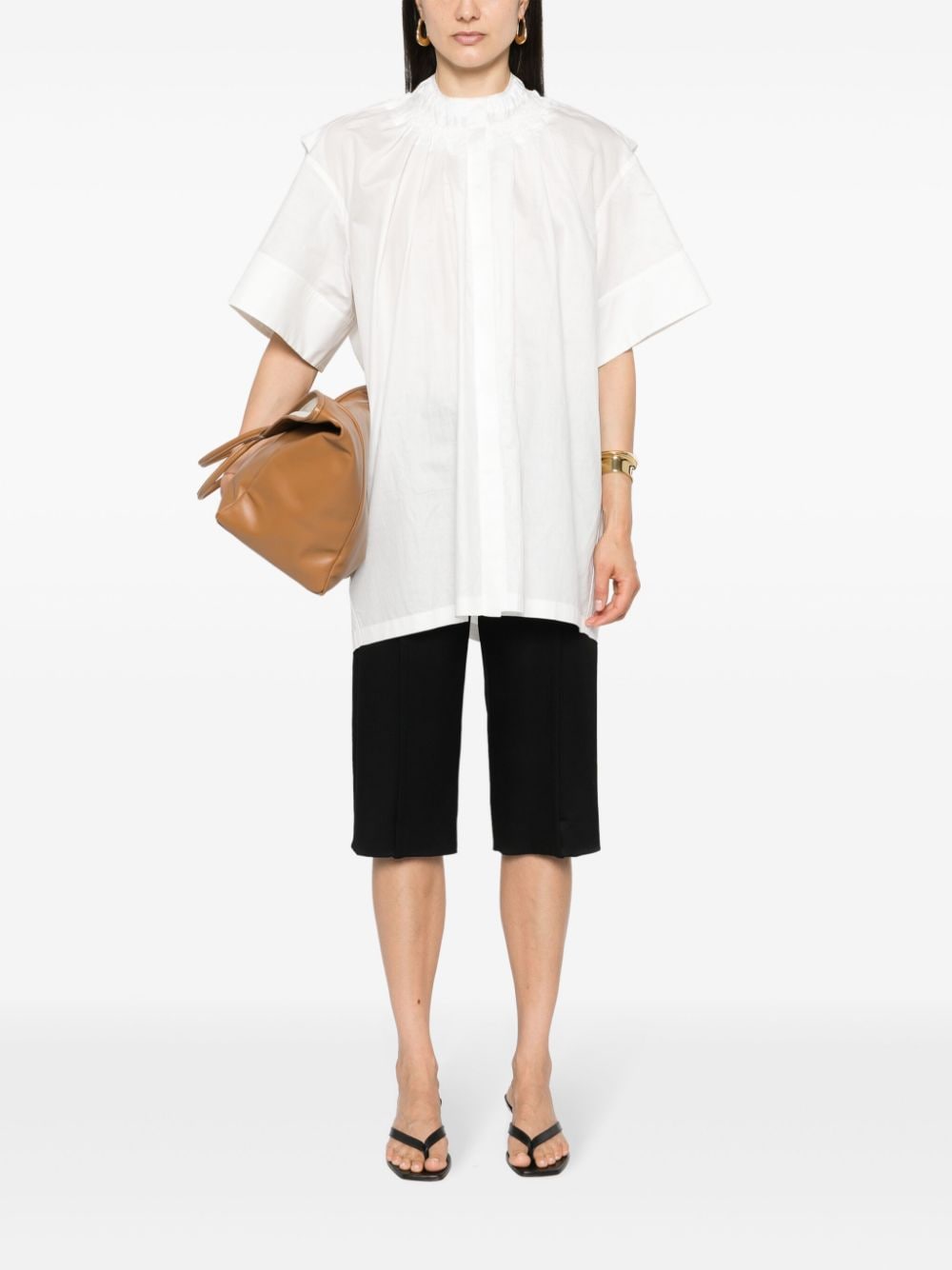 Shop Jil Sander Long Ruffle-collar Shirt In White