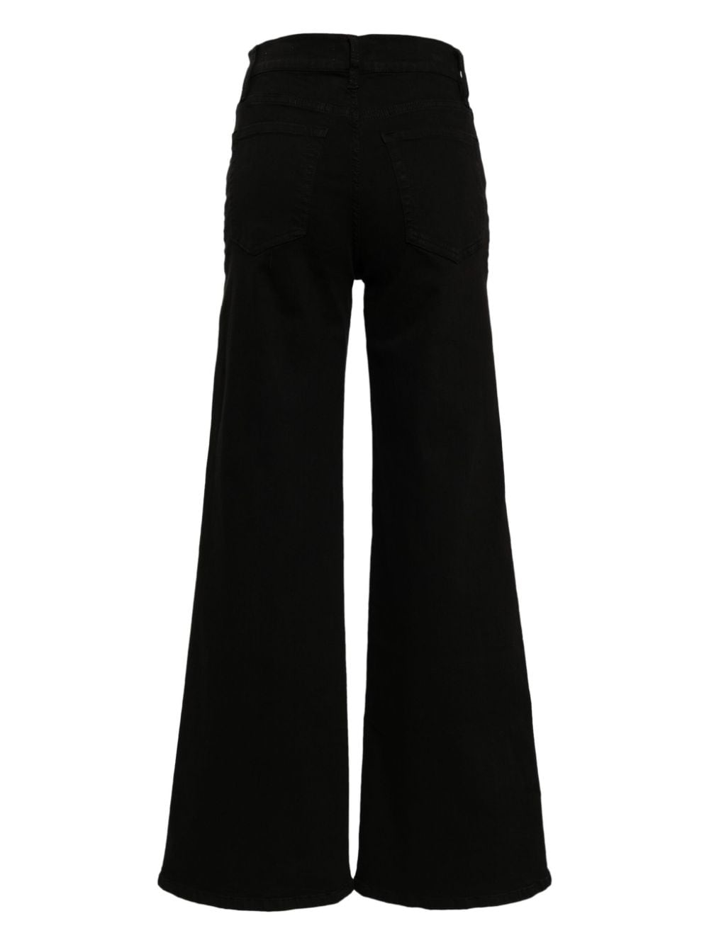 Shop Frame High-rise Wide-leg Jeans In Black