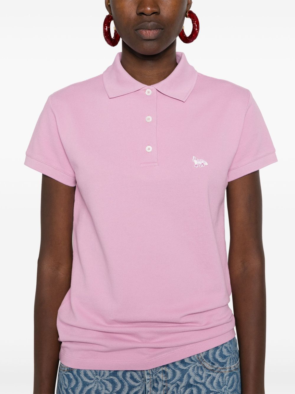 Shop Maison Kitsuné Baby Fox Patch Polo Shirt In Pink
