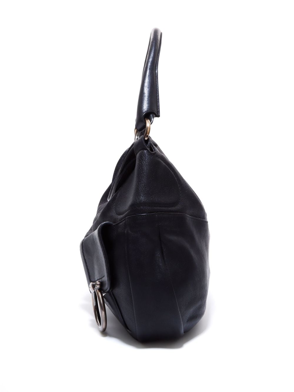 Pre-owned Ferragamo Gancini Leather Shoulder Bag In Black