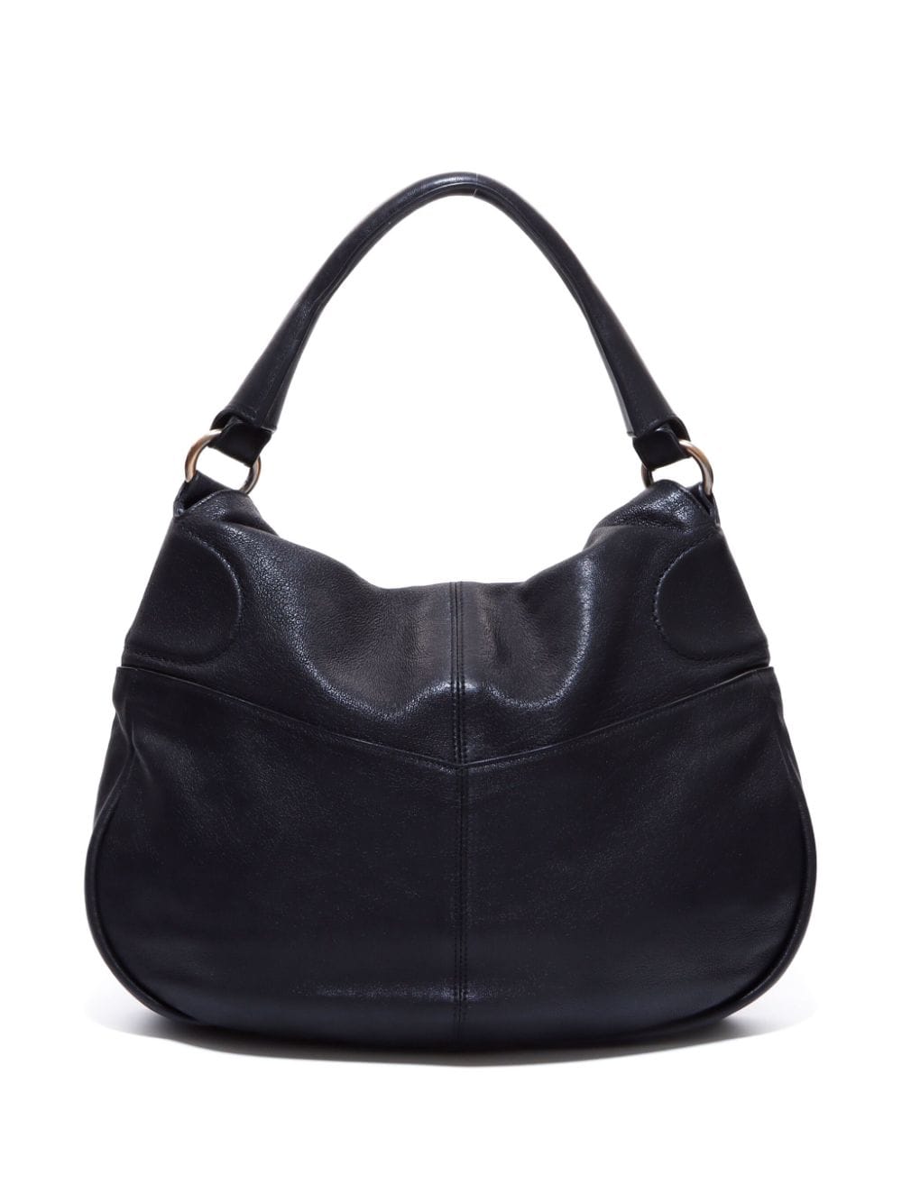 Pre-owned Ferragamo Gancini Leather Shoulder Bag In Black