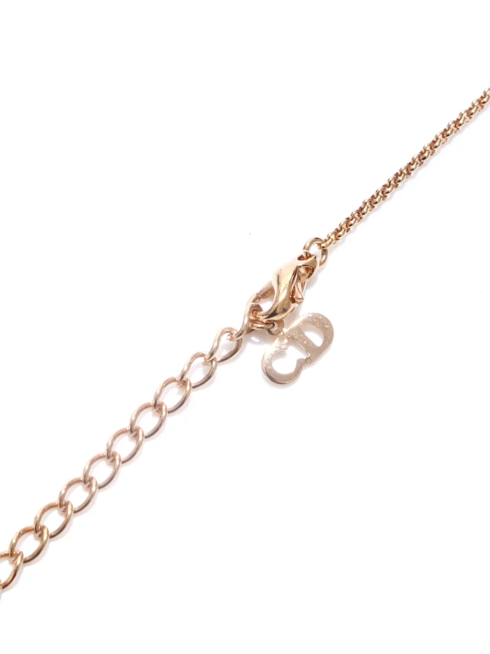 Pre-owned Dior Logo-charm Chain Necklace In Gold