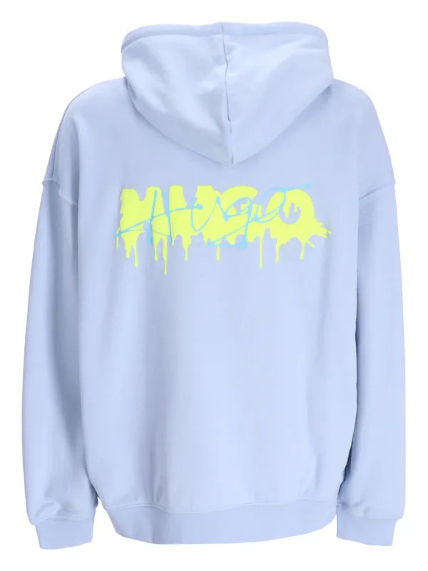 HUGO logo-print Cotton Hoodie - Farfetch