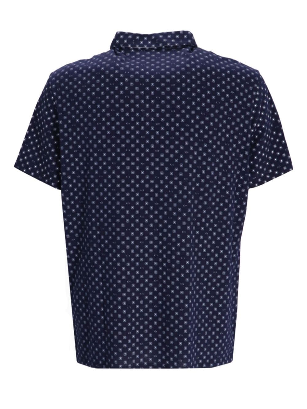Shop Armani Exchange Geometric-pattern Cotton Polo Shirt In 蓝色