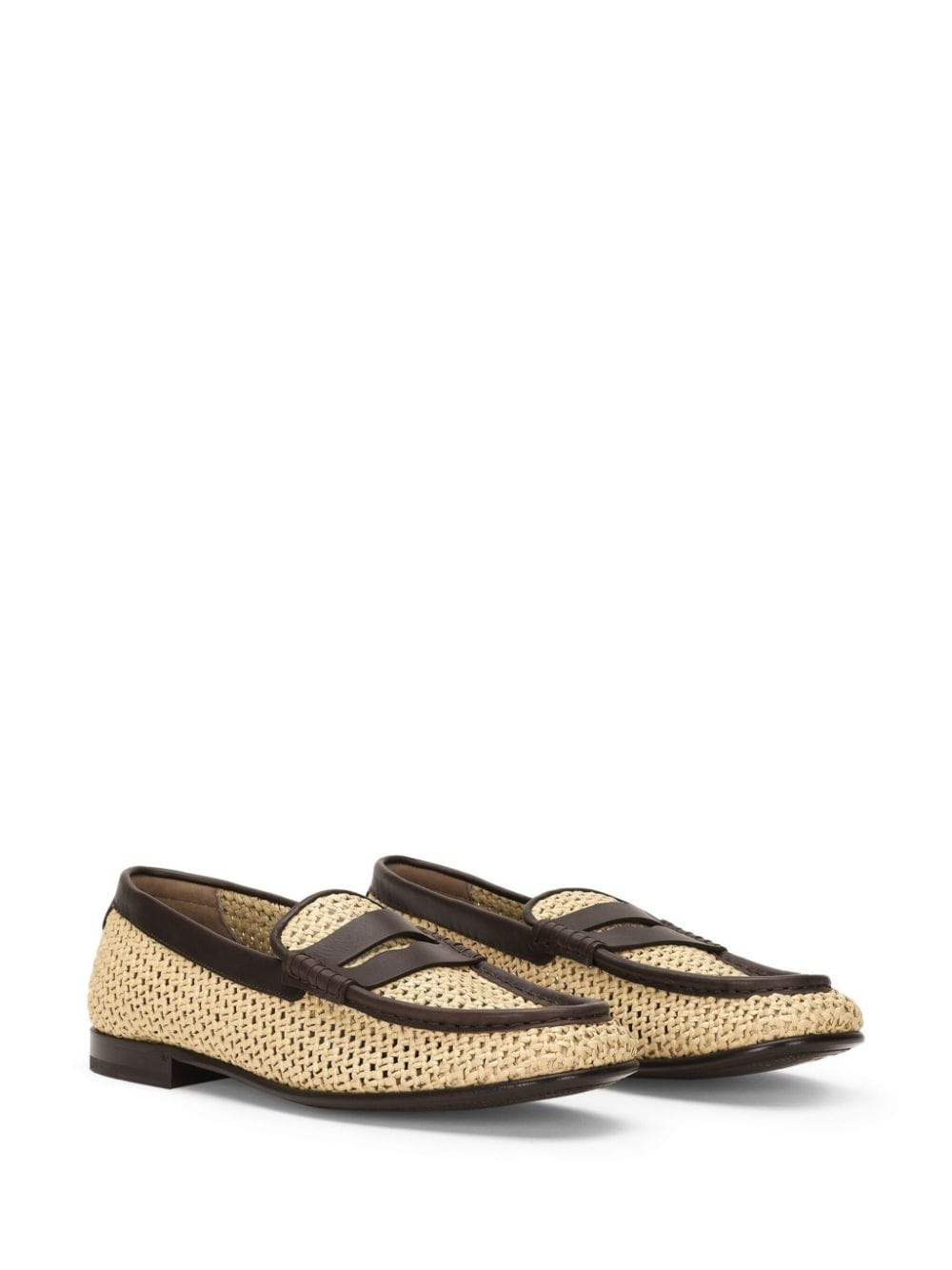 Dolce & Gabbana Geweven raffia loafers - Beige