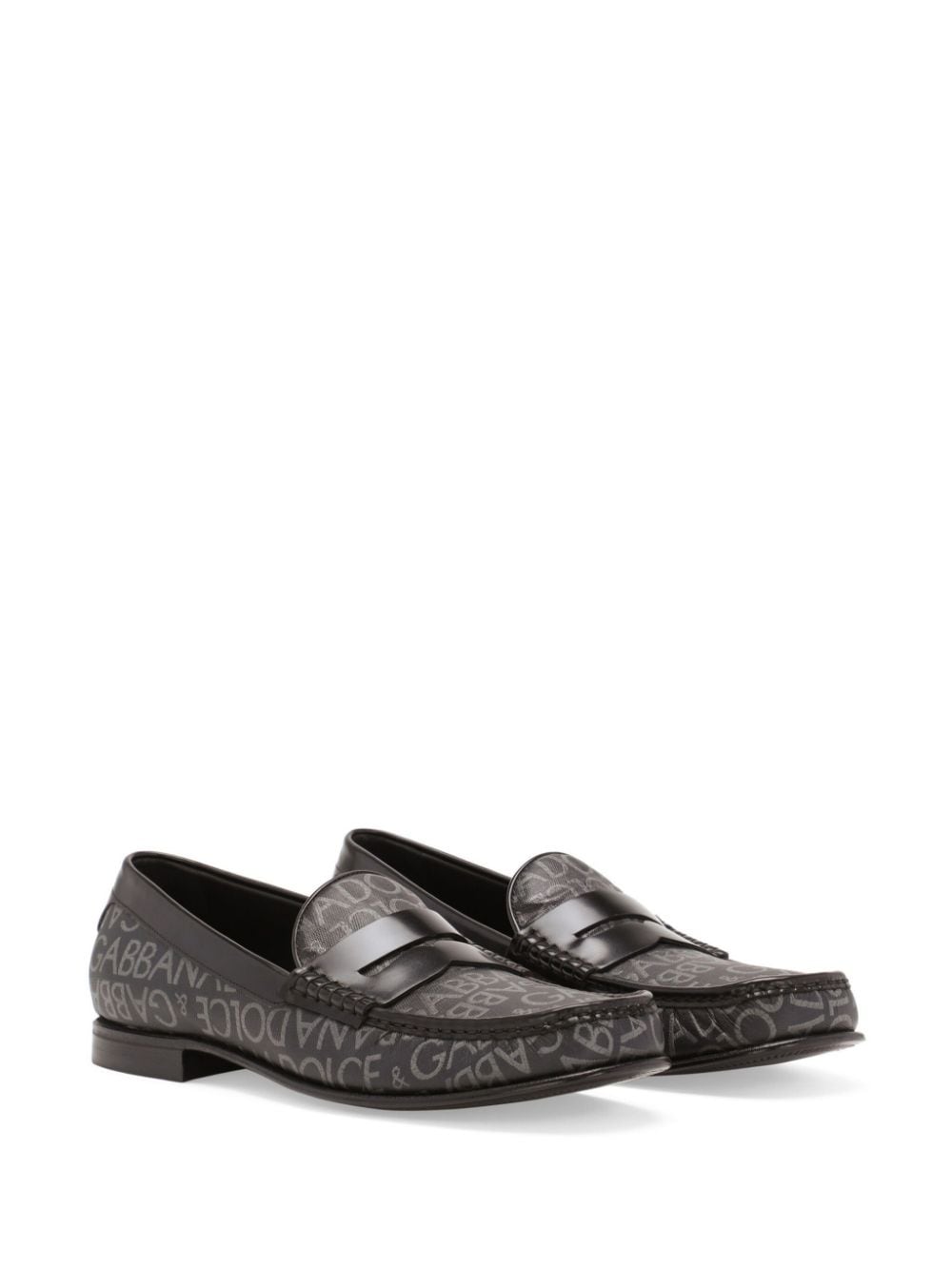 Shop Dolce & Gabbana Logo-print Loafers In Black