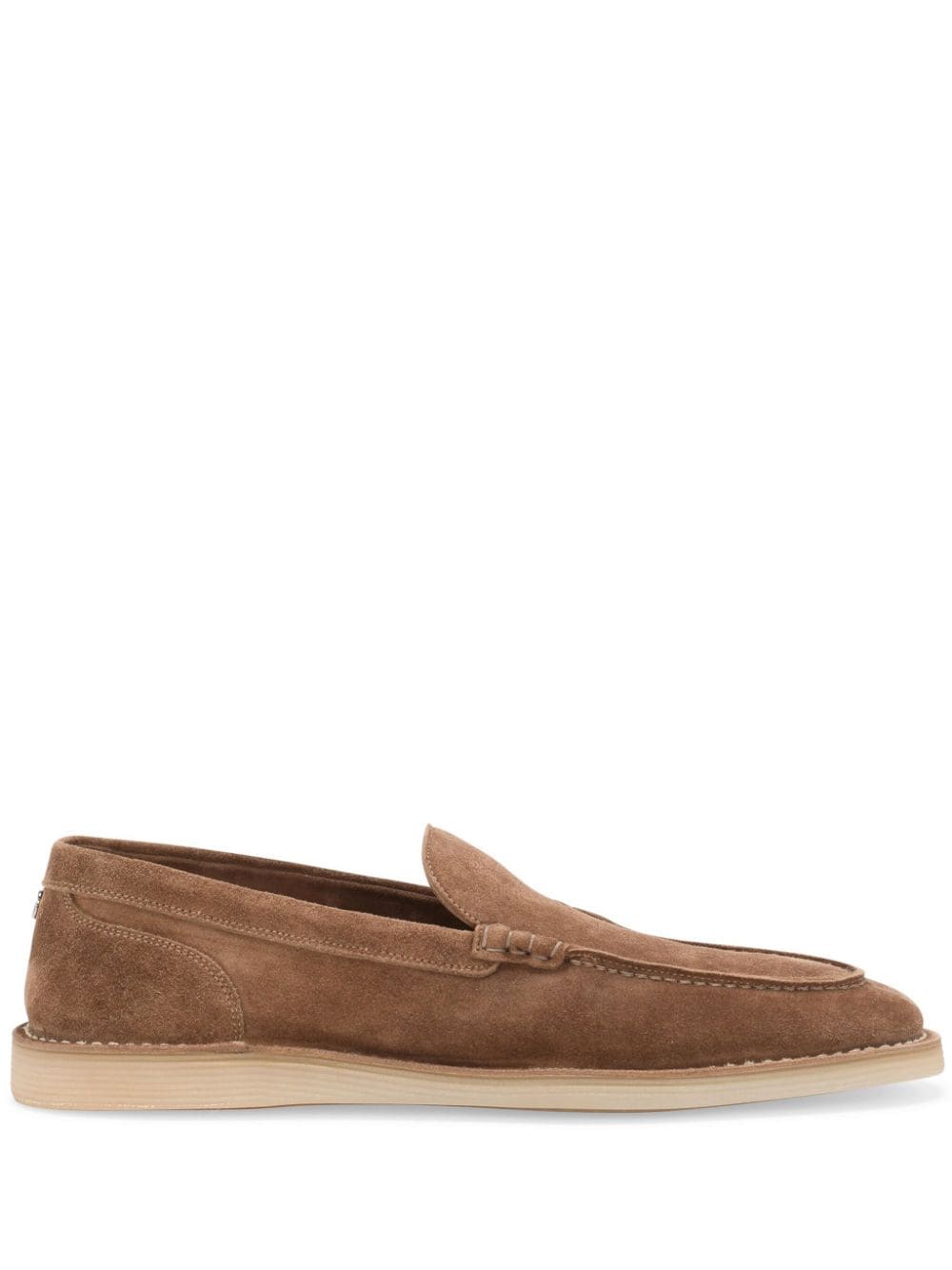 Dolce & Gabbana Dg-plaque Suede Loafers In Brown