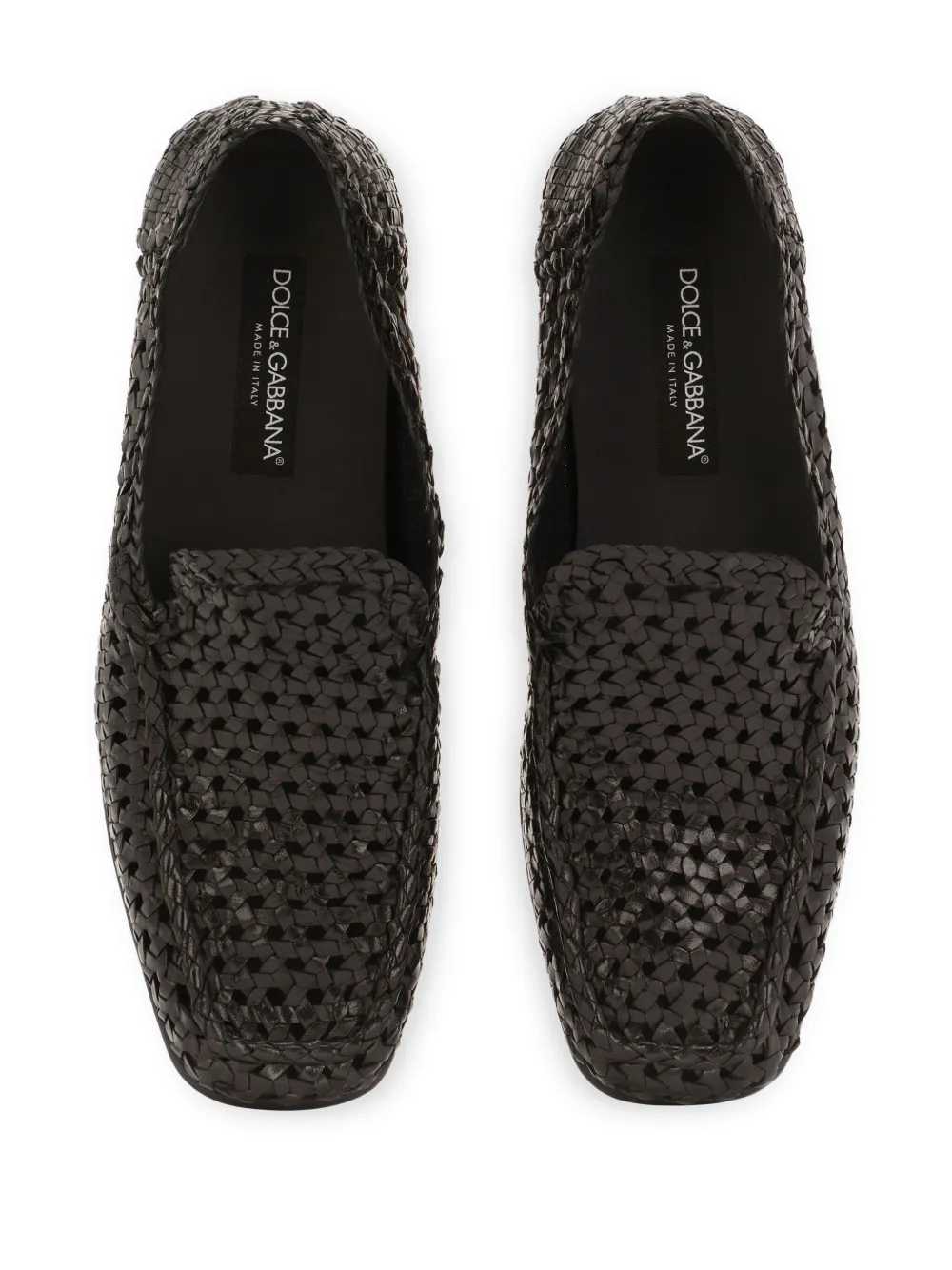 Dolce & Gabbana Geweven leren loafers Zwart