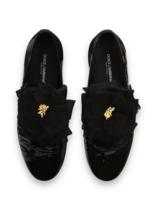 Dolce Gabbana Slippers Con Aplique Floral Negro FARFETCH MX