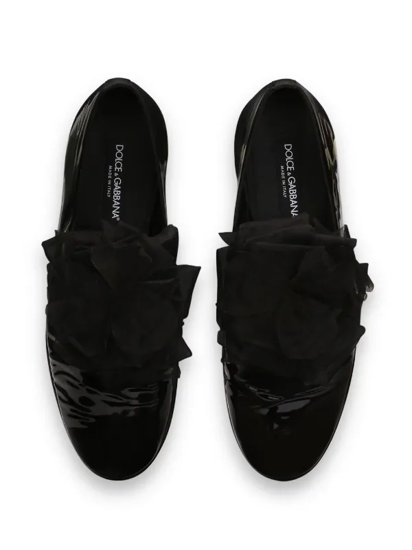 Dolce & Gabbana フローラル レザースリッポン | ブラック | FARFETCH JP