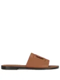 Dolce & Gabbana embossed-logo leather slides - Brown