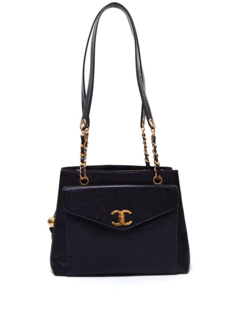 CHANEL 1995 CC grained leather tote bag Women