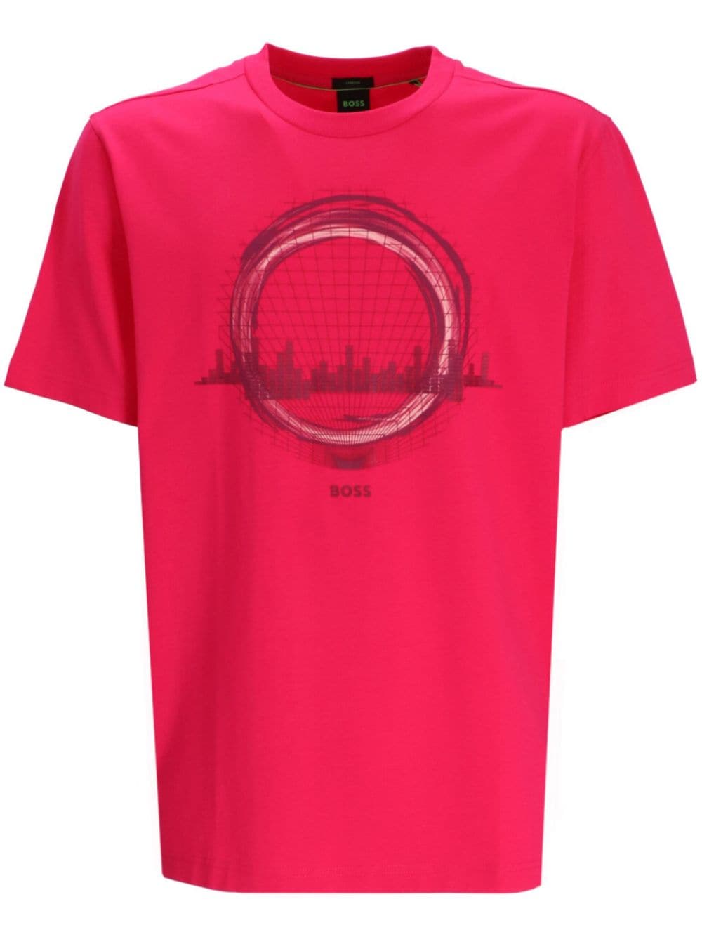 BOSS Katoenen T-shirt met grafische print Roze