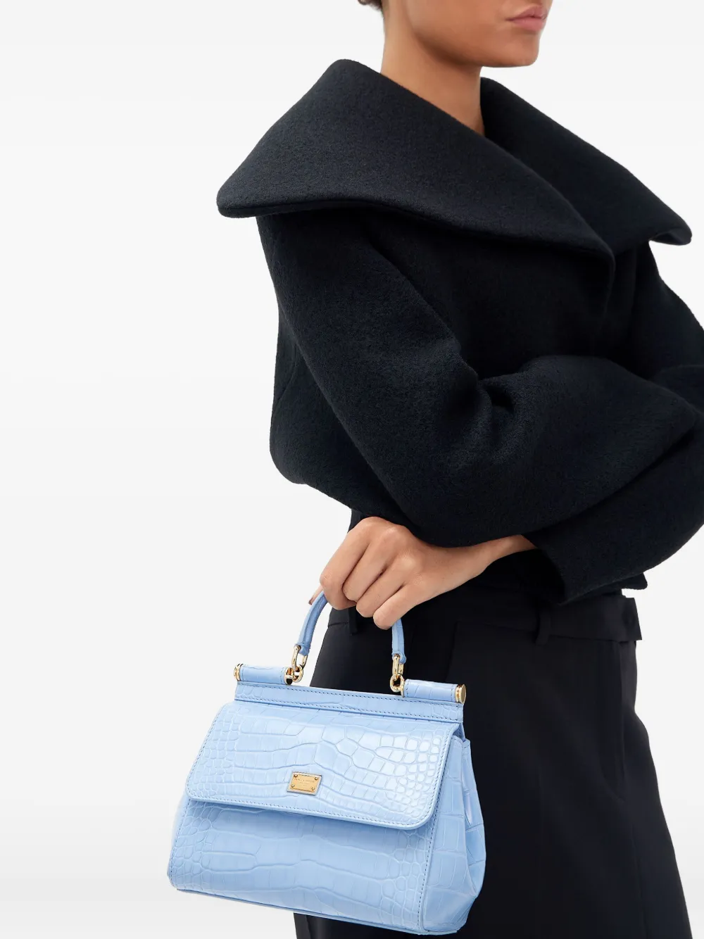 Dolce & Gabbana medium Sicily crocodile-effect tote bag - Blauw