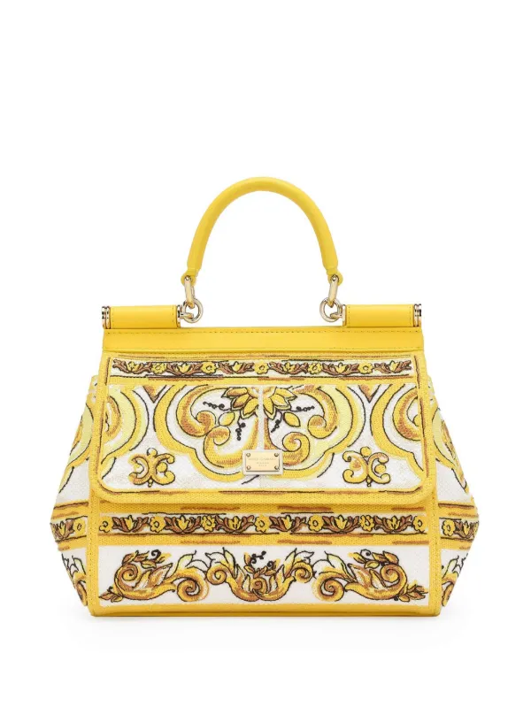Dolce Gabbana Sac à Main Sicily Médium En Cuir Jaune FARFETCH CM